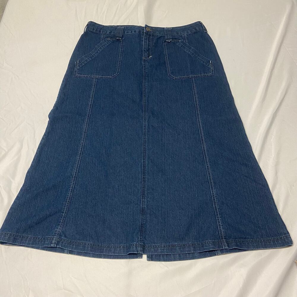 Baccini Skirt Size 16 Dark Wash Midi 4 Pocket 90's Retro Vintage 4 Pocket Split